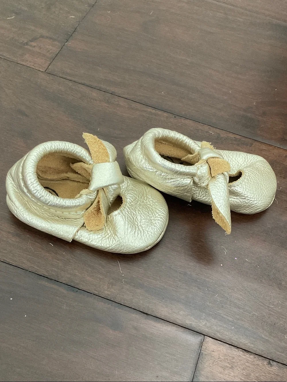 Freshly Picked Metallic Gold Bow Moccasins